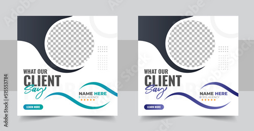 Customer feedback testimonial social media post web banner template, client testimonials social media post banner design template