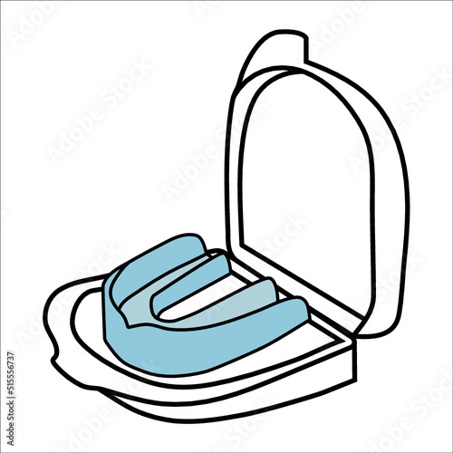 Isometric Minimalist Icon Illustration of Dental Night Guard Mouth Guard Clear Aligner with Open Case