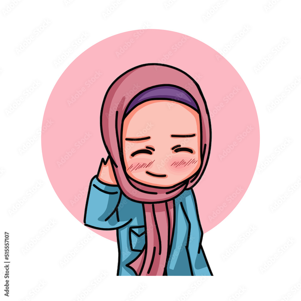 Illustration of female character wearing hijab Illustration of female character wearing hijab