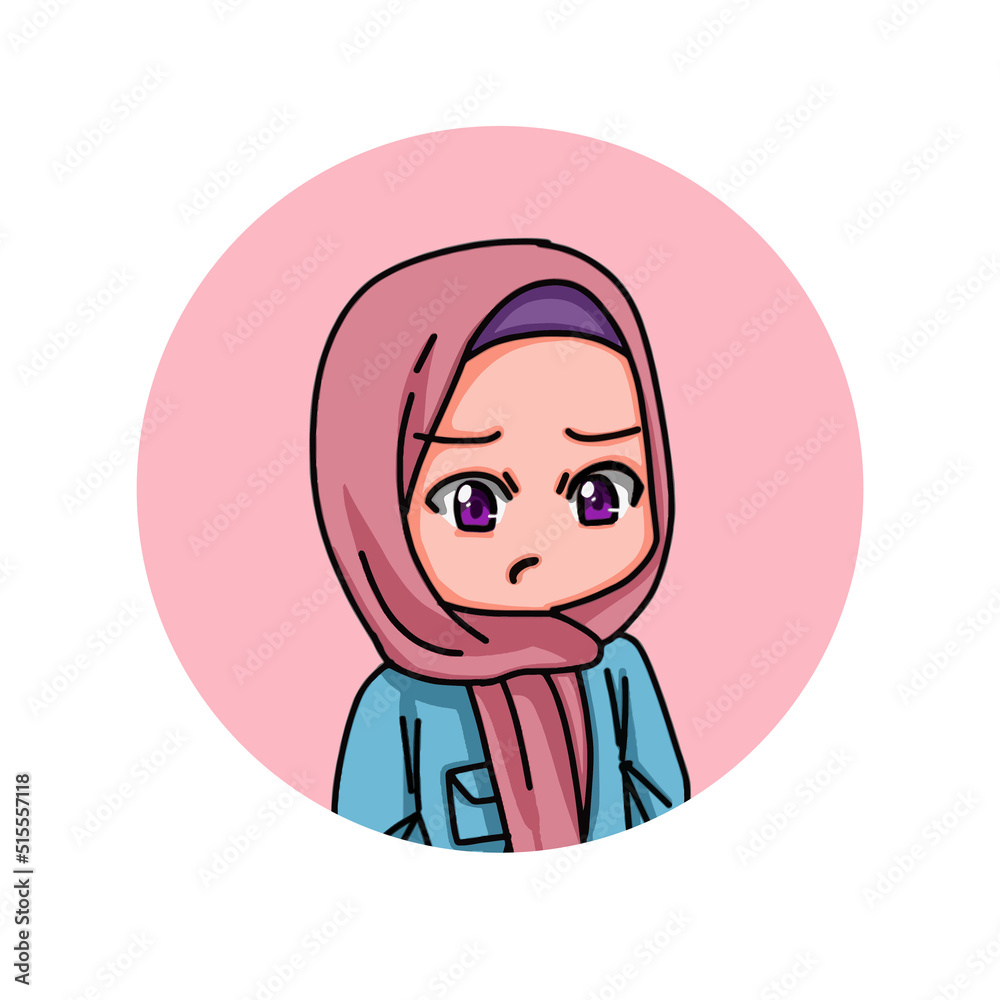 Illustration of female character wearing hijab Illustration of female character wearing hijab