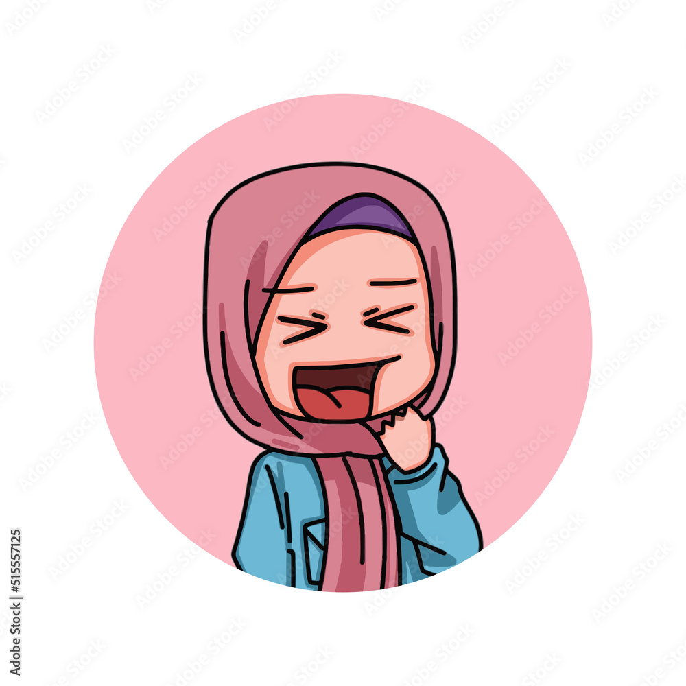 Illustration of female character wearing hijab Illustration of female character wearing hijab