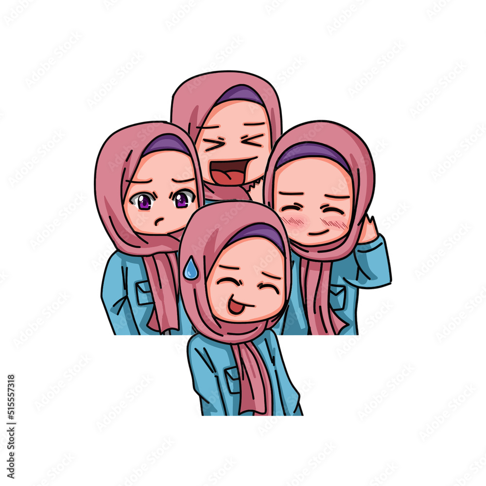 Illustration of female character wearing hijab Illustration of female character wearing hijab