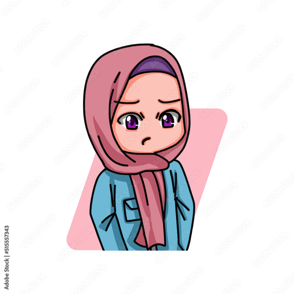 Illustration of female character wearing hijab Illustration of female character wearing hijab