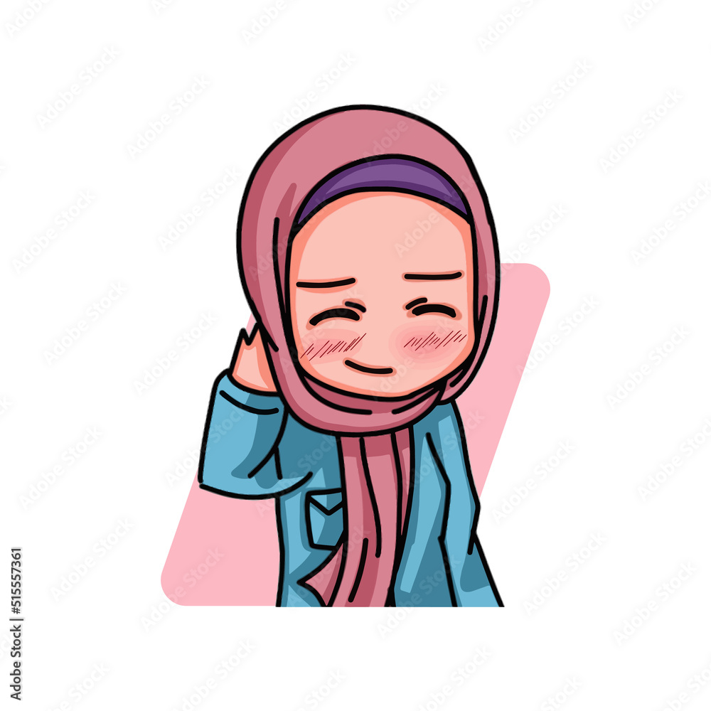 Illustration of female character wearing hijab Illustration of female character wearing hijab
