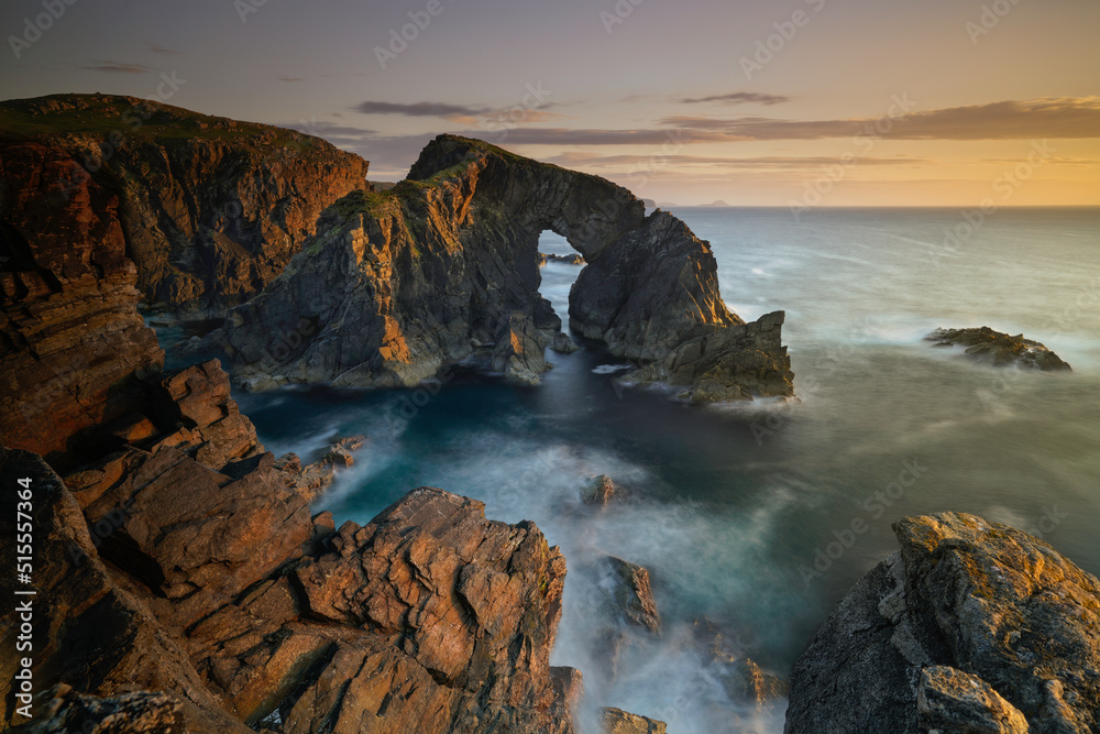 Stac A Phris sea arch, Isle of Lewis, Outer Hebrides, Scotland.