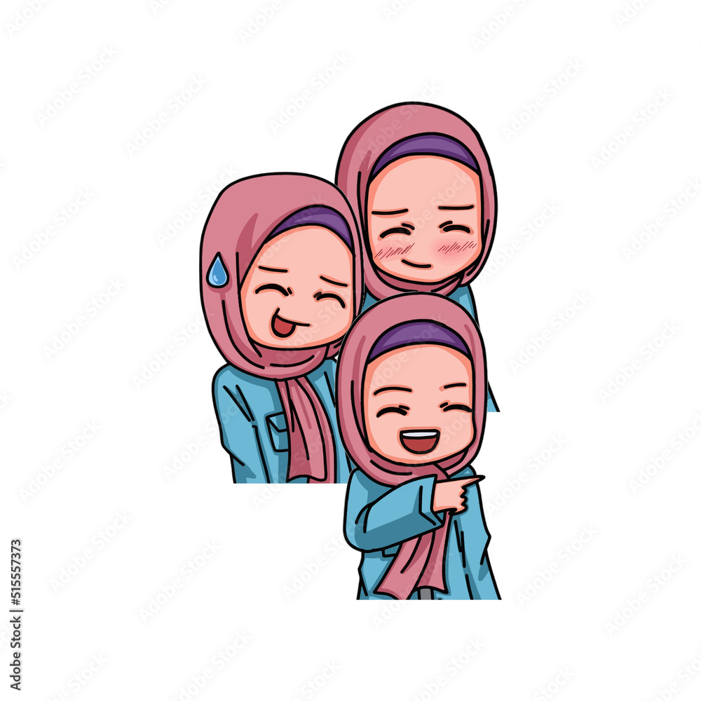 Illustration of female character wearing hijab Illustration of female character wearing hijab