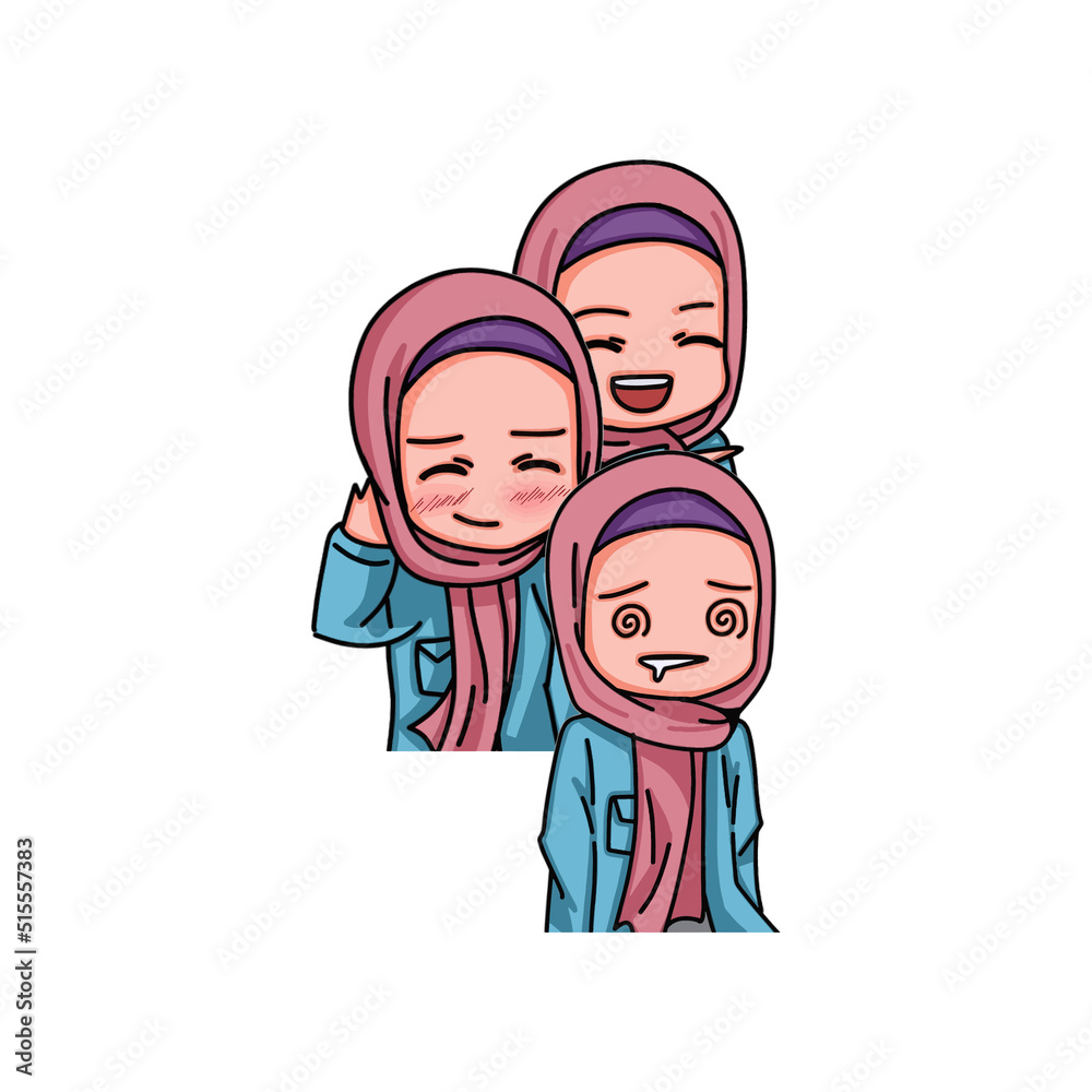 Illustration of female character wearing hijab Illustration of female character wearing hijab