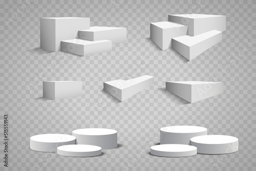 Podium, isolated on a transparent background. 3d pedestal. Vector illustration