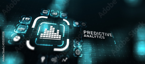 Predictive analytics Big Data analysis Business intelligence internet and modern technology concept on virtual screen. photo
