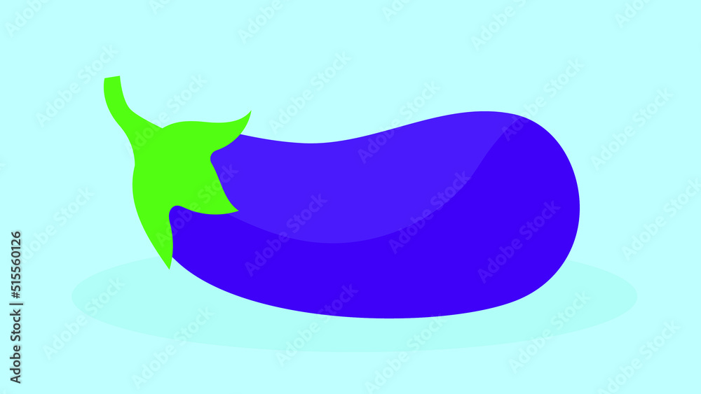 Eggplant with green tail, illustration, vector Eggplant with green tail, illustration, vector