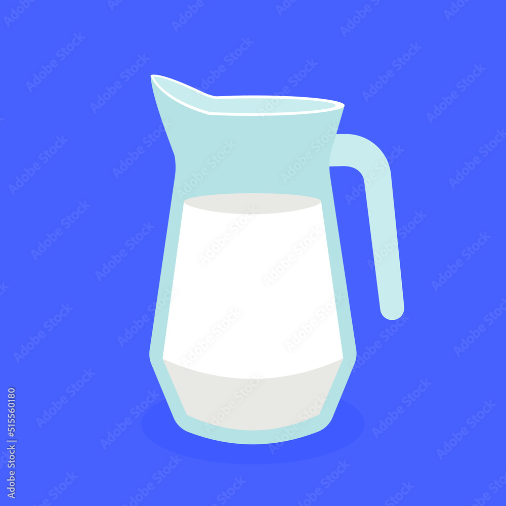 Jug with milk, milk, glass jug