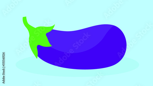 Eggplant with green tail, illustration, vector