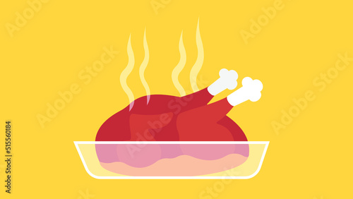baked chicken on yellow background
