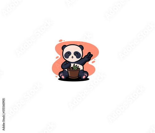 Panda making herbal concoction illustration