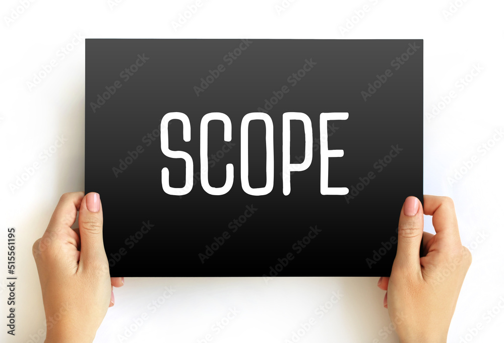Scope text on card, concept background Scope text on card, concept background