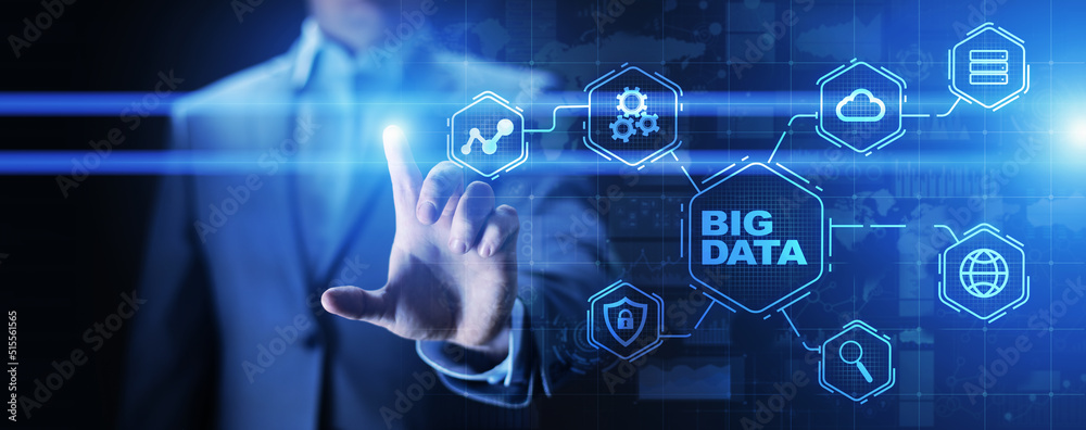 Fototapeta premium Big data analytics platform, business intelligence and modern technology concept on vitual screen.