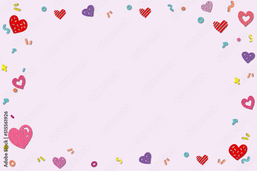 Valentine day theme paper cut art texture style background with heart icons.