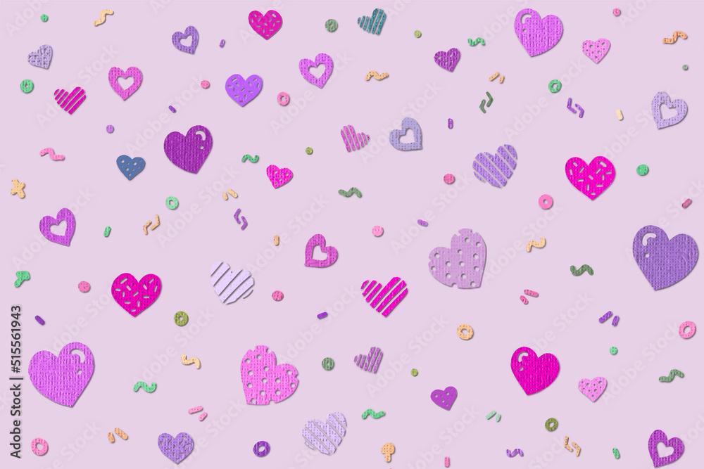 Valentine day theme paper cut art texture style background with heart icons. Valentine day theme paper cut art texture style background with heart icons.