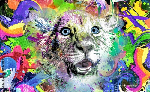 little playful lion cub on ...