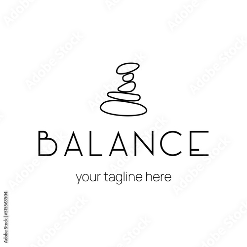 Balance and meditation minimalist logo with stones. Spa or yoga studio psychologist logo. A symbol of harmony, well-being and health.
