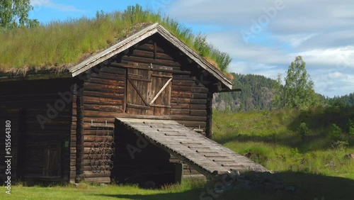 historic 200 year old barn kviteseid telemark norway sunny day photo