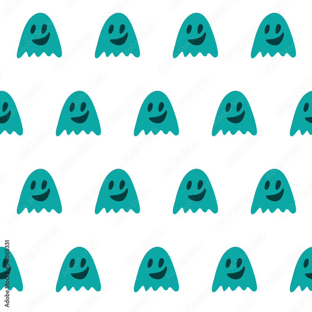 Cute poltergeist ghost boo seamless pattern for halloween - obrazy, fototapety, plakaty 