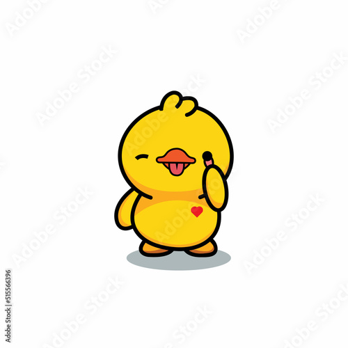  funny cartoon yellow and orange chicken pose, vector illustration isolated on white background. Cute and funny colorful chicken