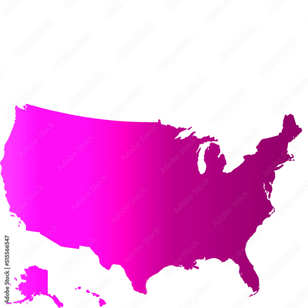 USA Map Vector of pink color, gradient background