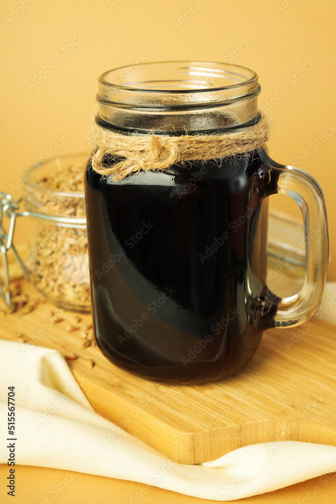Concept of fresh drink, kvass, close up Concept of fresh drink, kvass, close up
