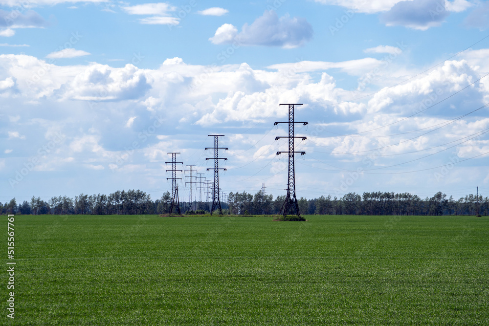 power lines in the field