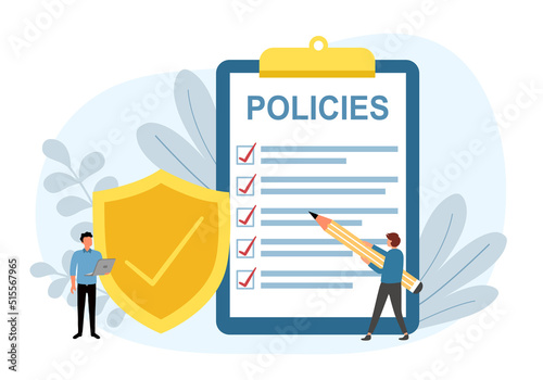 Business policy document concept vector illustration. Insurance policies. photo