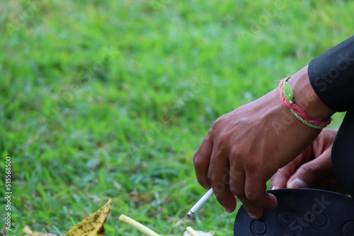 person planting a flower