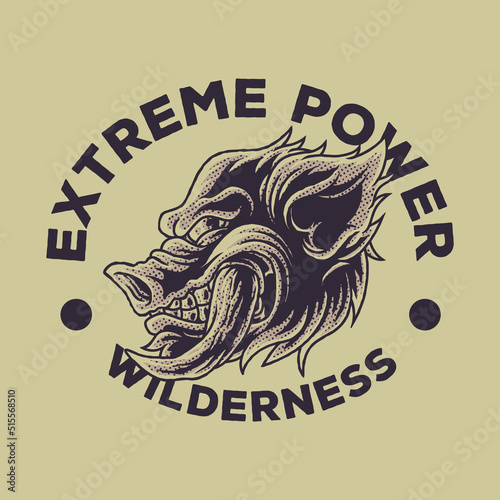 cartoon emblem of fierce boar head with retro style