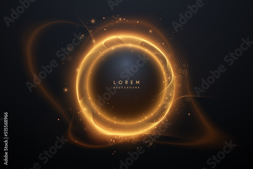 Black sphere with golden light effect