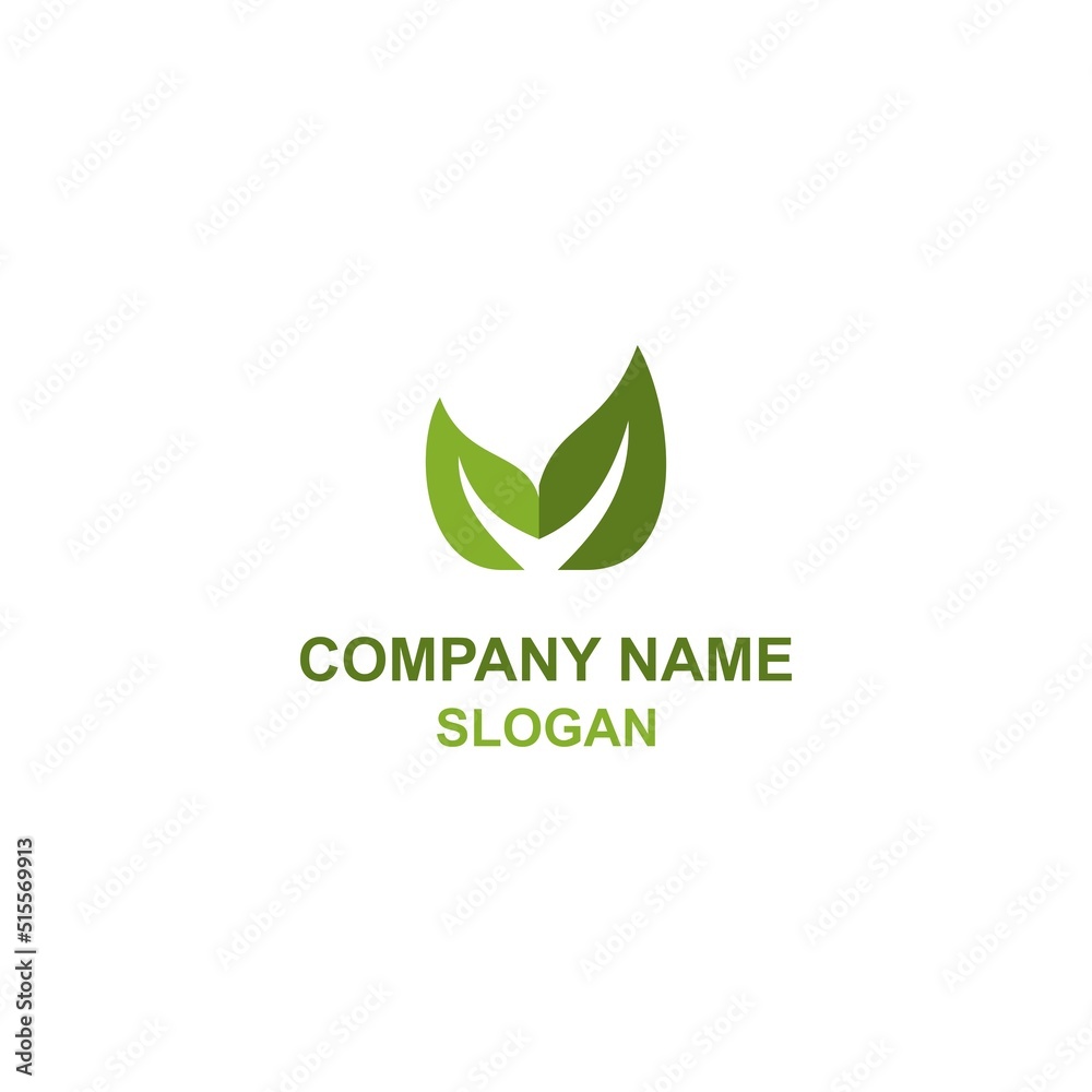 M letter initial logo, capital letter in natural leaf shape.