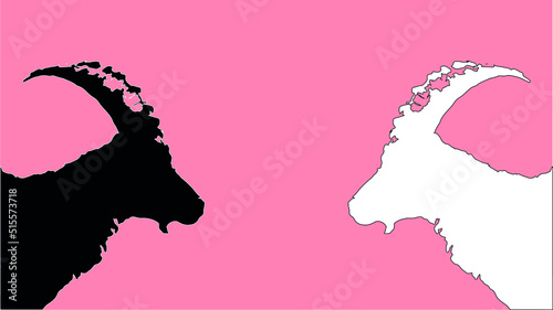 vector of two goats staring at each other