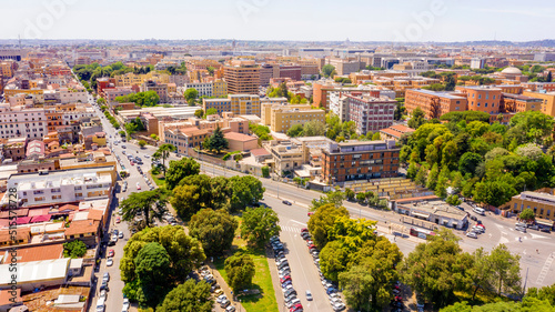 Aerial view of the San Lorenzo district of Rome, Italy. The area is mainly inhabited by students due to its proximity to the university.