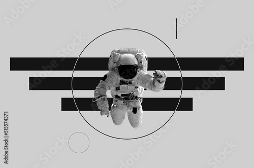 Fototapeta Naklejka Na Ścianę i Meble -  Digital collage with astronaut. Elements of this image furnished by NASA