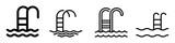 Swimming pool icon vector set. Simple thin line, outline illustration.