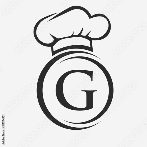 Letter G Restaurant Logo Template.  Restaurant Logo Concept with Chef Hat Symbol Vector Sign