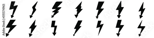 Thunderbolt icon vector set. high voltage illustration sing collection. Lightning symbol.