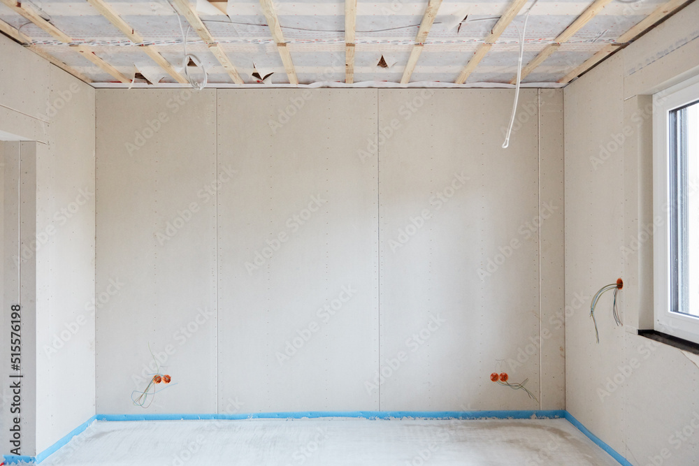 Window Plasteboard Plasterboard wall and window in a new build house Stock Photo | Adobe Stock