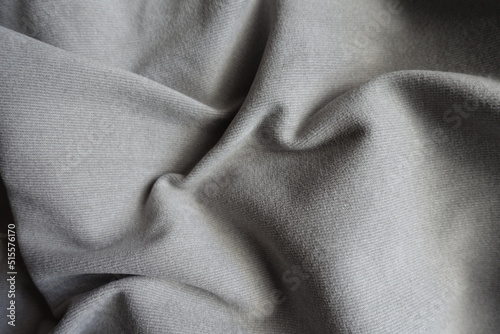 Crumpled gray wool, viscose and polyester jersey fabric