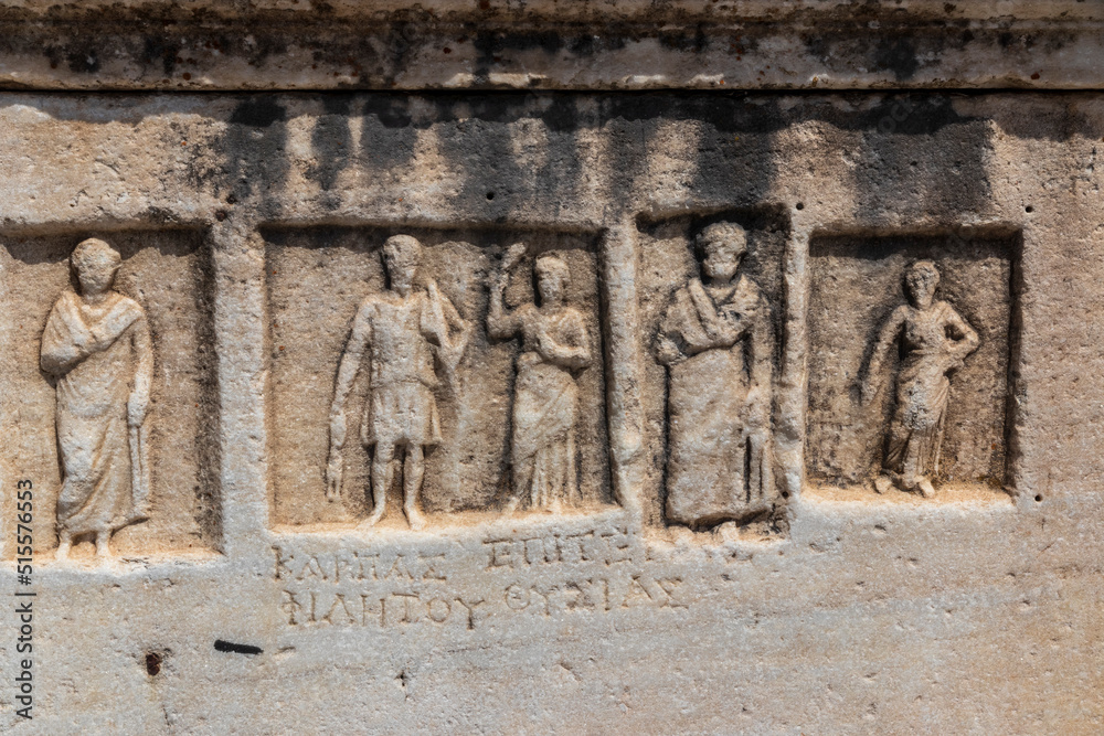 Paros. Greece. 06-05-2022. Sarcophagus detail at Paros. Cyclades Islands Greece.