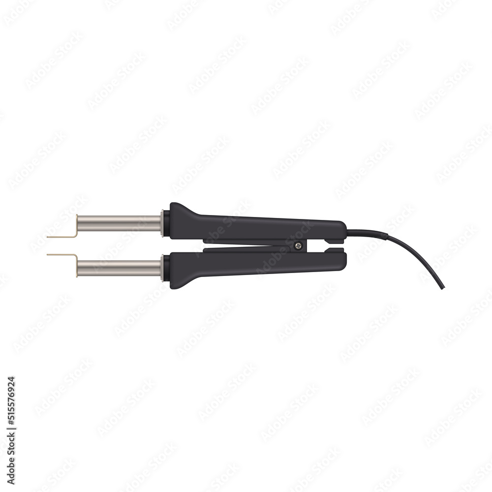 Thermal tweezers for SMD components. Soldering iron for manual assembly of radioelements. Vector illustration.