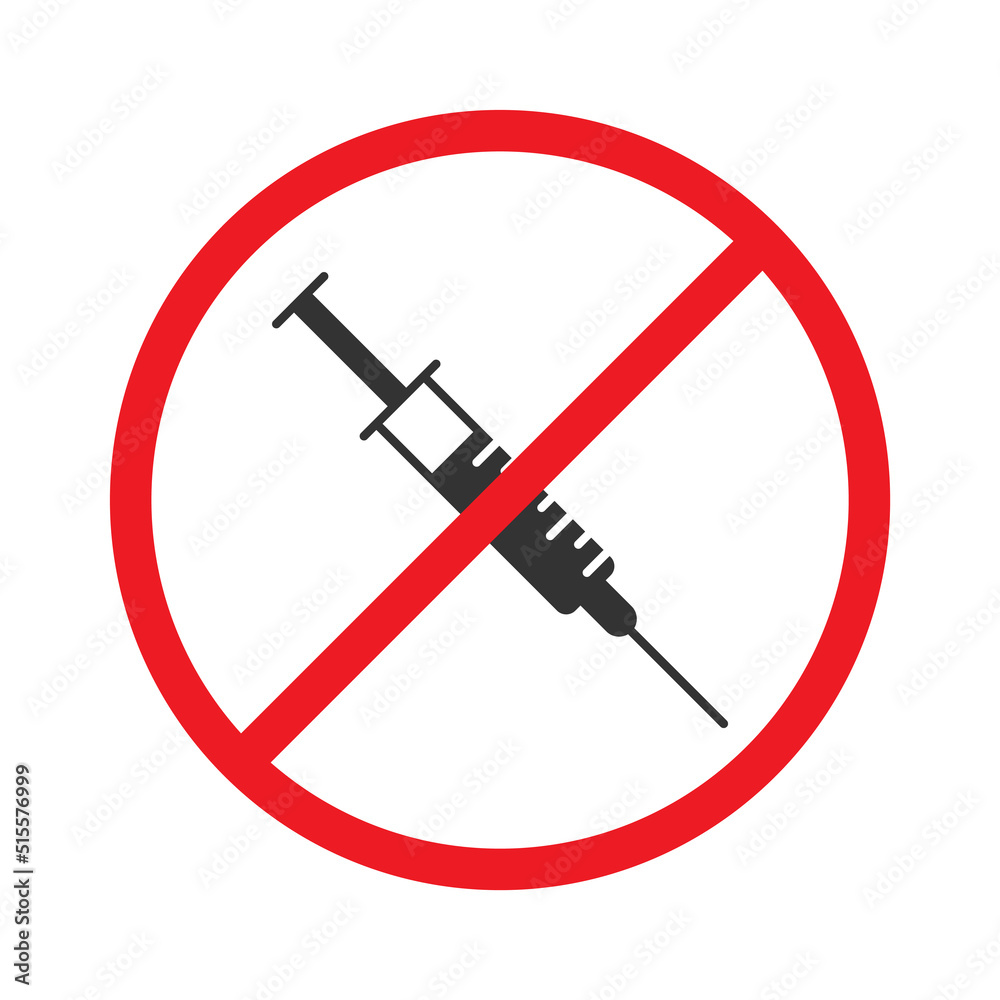 No syringe sign. No drugs allowed. Flat vector illustration. No syringe sign. No drugs allowed. Flat vector illustration.