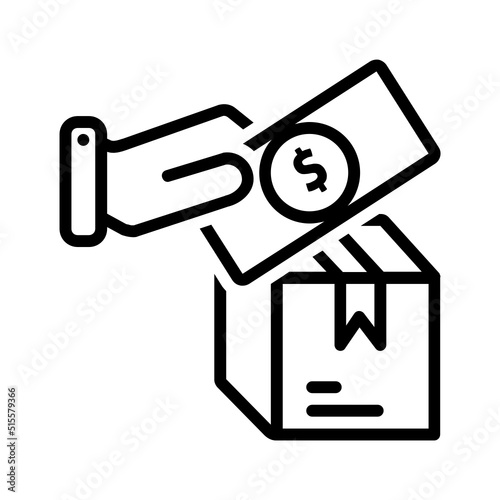 Black line icon for Cash on delivery