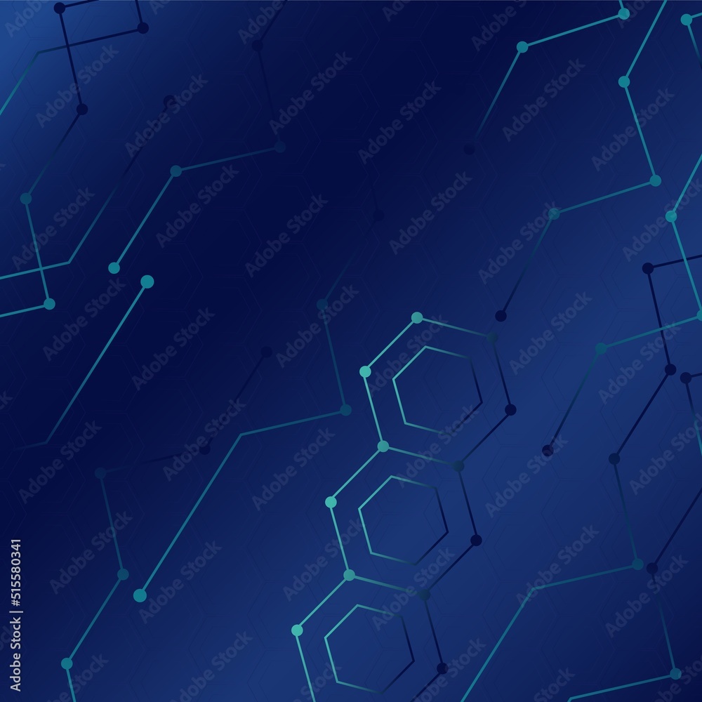 Abstract background with blue hexagon, stock vector