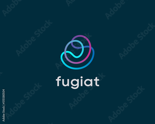 Abstract gradient circles, rings, lines logo design template. Creative colorful spiral, spin vector logotype.