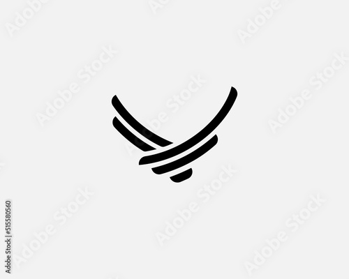Abstract bird logo design template. Creative minimalist eagle falcon hawk vector icon symbol logotype.